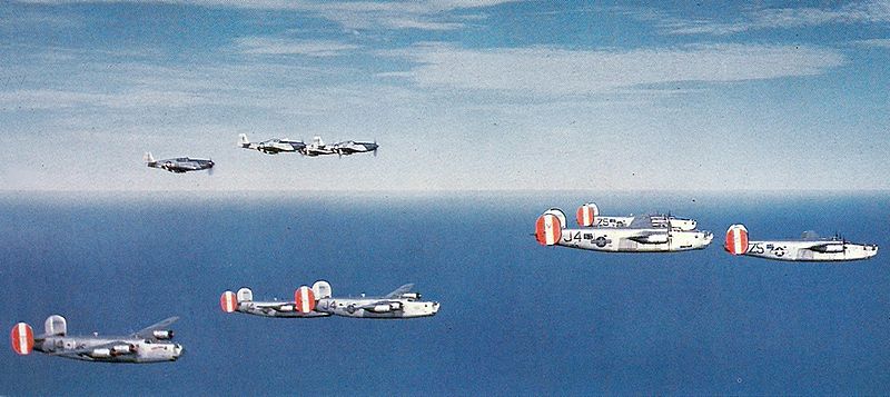 File:B-24s 458th BG with P-51s.jpg