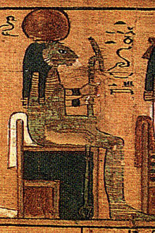 Tefnut reprezentita en la Libro de mortintoj de Ani.