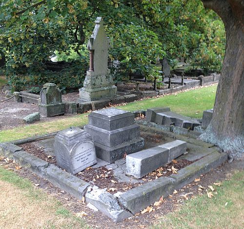 The Bishop family grave in the Barbadoes Street Cemetery was damaged in the 2011 Christchurch earthquake