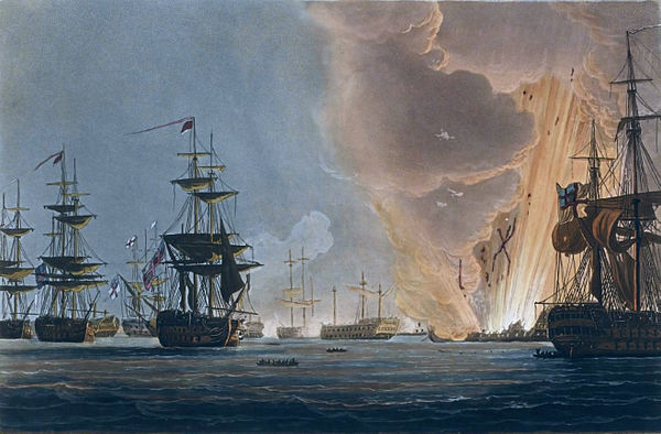 The Battle of the Nile, August 1st 1798, painting by Thomas Whitcombe