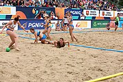 Deutsch: Beachhandball Europameisterschaften 2019 (Beach handball Euro); Tag 6: 7. Juli 2019 – Spiel um Platz Drei, Frauen, Kroatien-Niederlande 0:2 (14:23, 20:22) English: Beach handball Euro; Day 6: 7 July 2019 – Women's Bronze Medal Match – Croatia-Netherlands 0:2 (14:23, 20:22)