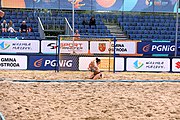 Deutsch: Beachhandball Europameisterschaften 2019 (Beach handball Euro); Tag 5: 6. Juli 2019 – Frauen, Halbfinale, Kroatien-Dänemark 1:2 (12:19, 17:10, 4:7) English: Beach handball Euro; Day 5: 6 July 2019 – Semifinal Men – Croatia-Denmark 1:2 (12:19, 17:10, 4:7)