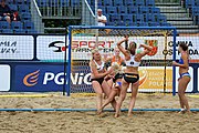 Deutsch: Beachhandball Europameisterschaften 2019 (Beach handball Euro); Tag 5: 6. Juli 2019 – Frauen, Halbfinale, Ungarn-Niederlande 2:0 (19:16, 15:12) English: Beach handball Euro; Day 5: 6 July 2019 – Semifinal Women – Hungary-Netherlands 2:0 (19:16, 15:12)