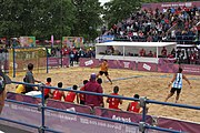 Deutsch: Beachhandball bei den Olympischen Jugendspielen 2018; Tag 5, 10. November 2018; Jungen, Hauptrunde - Thailand-Argentinien 2:1 English: Beach handball at the 2018 Summer Youth Olympics at 11 October 2018 – Boys Main Round – Thailand-Argentina 2:1