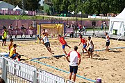 Deutsch: Beachhandball bei den Olympischen Jugendspielen 2018; Tag 3, 9. Oktober 2018; Jungs, Vorrunde, Gruppe A - Ungarn-Thailand 2:1 English: Beach handball at the 2018 Summer Youth Olympics at 9 October 2018 – Girls Preliminary Round Group A‎ – Hungary-Thailand 2:1