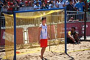 Deutsch: Beachhandball bei den Olympischen Jugendspielen 2018; Tag 4, 10. Oktober 2018; Jungs, Vorrunde, Gruppe B - Italien-Argentinien 1:2 English: Beach handball at the 2018 Summer Youth Olympics at 10 October 2018 – Boys Preliminary Round Group B‎ – Italy-Argentina 1:2