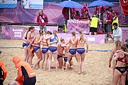 Deutsch: Beachhandball bei den Olympischen Jugendspielen 2018; Tag 5, 10. November 2018; Mädchen, Hauptrunde - Kroatien-Niederlande 1:2 English: Beach handball at the 2018 Summer Youth Olympics at 11 October 2018 – Girls Main Round – Croatia-Netherlands 1:2