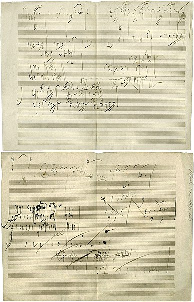 Ludwig van Beethoven's manuscript sketch for Piano Sonata No. 28, Movement IV, Geschwind, doch nicht zu sehr und mit Entschlossenheit (Allegro), in hi