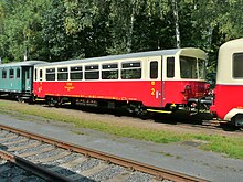 A very small passenger car operated by CSD Beiwagen-Brotbuchse Originallackierung.jpg