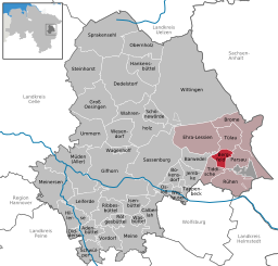 Läget för kommunen Bergfeld i Landkreis Gifhorn
