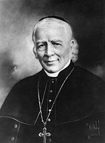 Smiling tonsured man in priest's vestments.