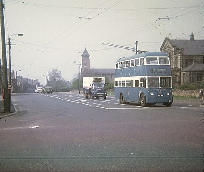Bradford trolleybus in Laisterdyke (1971)