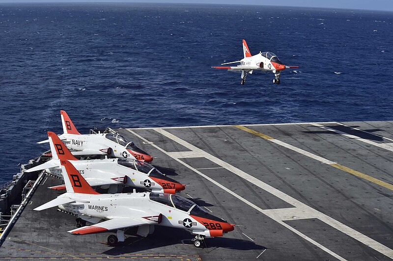 File:CTW-2 T-45C Goshawk preparing to land on USS Dwight D. Eisenhower (CVN-69) 160204-N-QD363-122.jpg