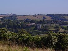 View of the castle from the west Carisbrooke Castle from the west.jpg