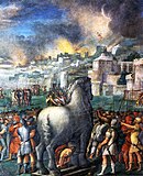 Троянский конь. 1540. Фреска. Галерея Эстензе, Модена
