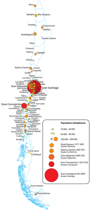 mapa chile ciudades Anexo:Ciudades de Chile   Wikipedia, la enciclopedia libre