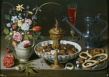 Nature morte aux noix, friandises et fleurs, 1611