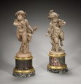 Young Satyress Running with an Owl's Nest and Young Satyr Running with an Owl (pair of statuettes), terracotta medium QS:P186,Q60424 , 1770s, Cleveland Museum of Art