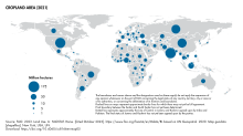 Area used for crops by country in 2021 Cropland Area (2021).svg