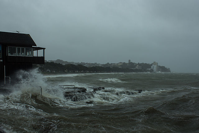 Storm surge from the remnants of Ita in Auckland near Tamaki Drive