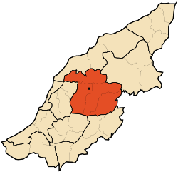 מפה של מחוז מוסטגנם המדגישה את מחוז Aïn Tédelès