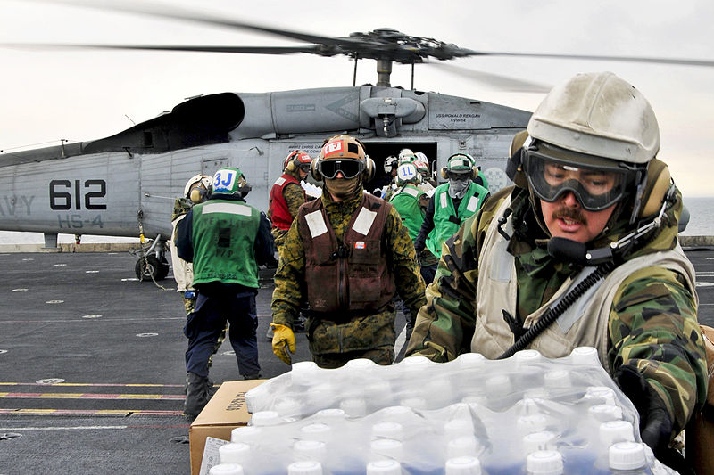 File:Defense.gov News Photo 110319-N-DM338-068 - U.S. sailors and Marines aboard the aircraft carrier USS Ronald Reagan load humanitarian assistance supplies onto an HH-60H Seahawk helicopter.jpg