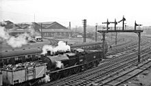 Ex-Midland Railway 2-4-0 No.1 on a Birmingham-Derby local train, 1925.  (This, I think, is - or very similar to - the engine in the drawing by W.R.  Lawson…