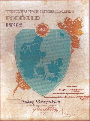 Diploma - Aalborg Boldspilklub - Provinsmesterskabet i Fodbold 1928.jpg