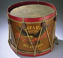 1863年に米国ニューヨークで退役軍人のためのパレードで使われたドラム