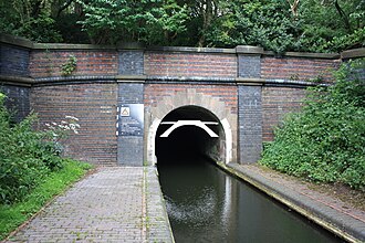 Southern portal of the 1791 Dudley canal tunnel in England Dudley Canal Tunnel Southern Portal.jpg