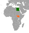 Location map for Egypt and South Sudan.