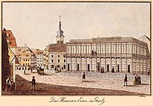 Illustration by Johann Vinzenz Reim [de] of the original design with an iron frame for both storeys Eisernes Haus.jpg
