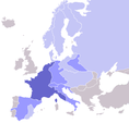 Prantsusmaa aastal 1810 Napoleoni ajal. Kõik sinise toonid = Ühendkuningriigi vastases blokaadis osalejad riigid ██ Prantsusmaa