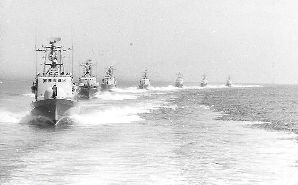 Israeli missile boats on parade, 1971