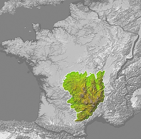 Geographical position of the Massif Central in France. France Massif central.jpg