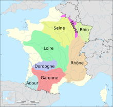 Carte des grands bassins versants de France.