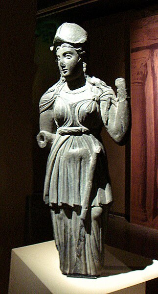 Athena (2nd century BC) in the art of Gandhara, displayed at the Lahore Museum, Pakistan