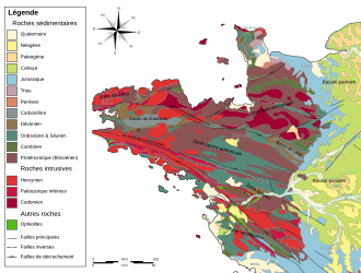 Carte géologique simplifiée du Massif armoricain.