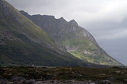 View of the mountains in Gimsøy