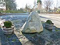 Detailed view of Glacial Oval memorial dedication rock. Located immediately nearby 68 Glacial Avenue, Lowell, Massachusetts.