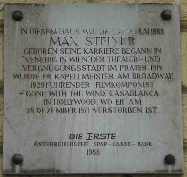 Plaque for Steiner at his birthplace in Praterstraße 72, Vienna