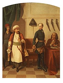 Kung Karl XII i Bender. Oljemålning.