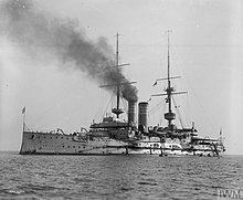 The launch of HMS Albion at Thames Ironworks in 1898 caused a displacement wave that killed 38 people. HMS Albion (1898).jpg