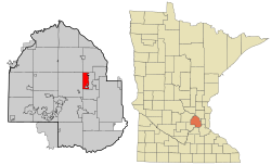 Location of the city of New Hope within Hennepin County, Minnesota