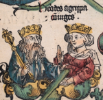 Herod Agrippa I and Cypros, in the 1493 Nuremberg Chronicle Herod Agrippa I, and Cyros.png