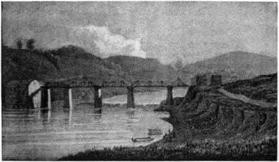 Bridge on which Zane's Trace Crossed the Muskingum River at Zanesville, Ohio