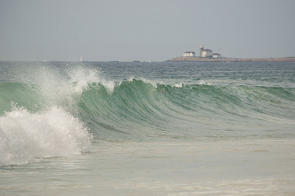 Enhanced surf at Misquamicut, Rhode Island due to Bertha