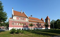 Čeština: Husův sbor při pohledu z ulice J. Plachty ve městě České Budějovice. English: Church of the Czechoslovak Hussite Church in the town of České Budějovice, South Bohemian Region, Czech Republic.