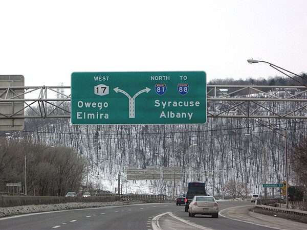 I-81 leaves NY 17 (future I-86) in Binghamton to head north toward Syracuse.