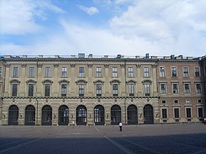 Lejonmaskerna (maskaronerna) på Stockholms slotts fasad vid inre borggården.
